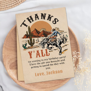 Western Rodeo Cowboy Birthday Thank You Card