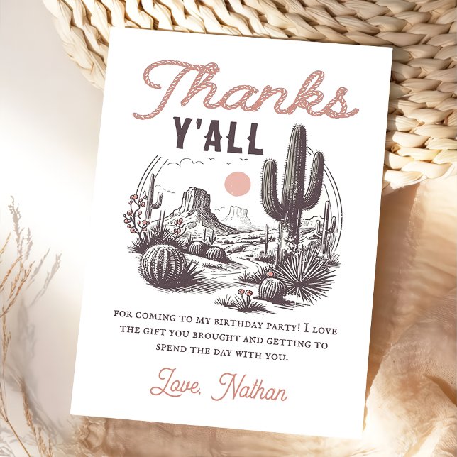 Western Rodeo Cowboy Birthday Thank You Card (Creator Uploaded)
