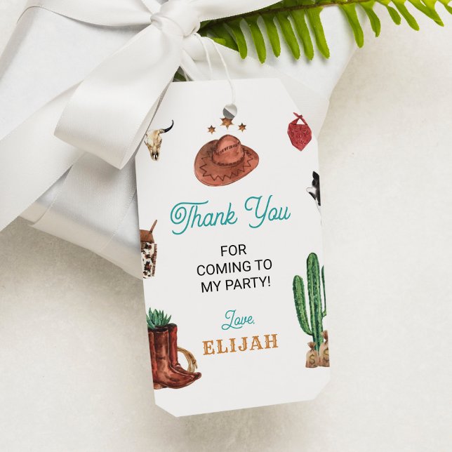 Western Rodeo Cowboy Birthday Thank You Tag (Creator Uploaded)