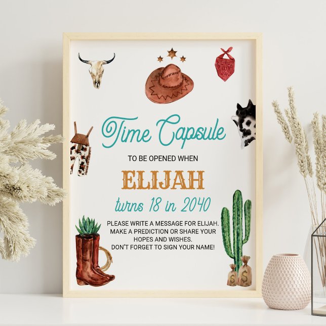 Western Rodeo Cowboy Birthday Time Capsule sign (Creator Uploaded)