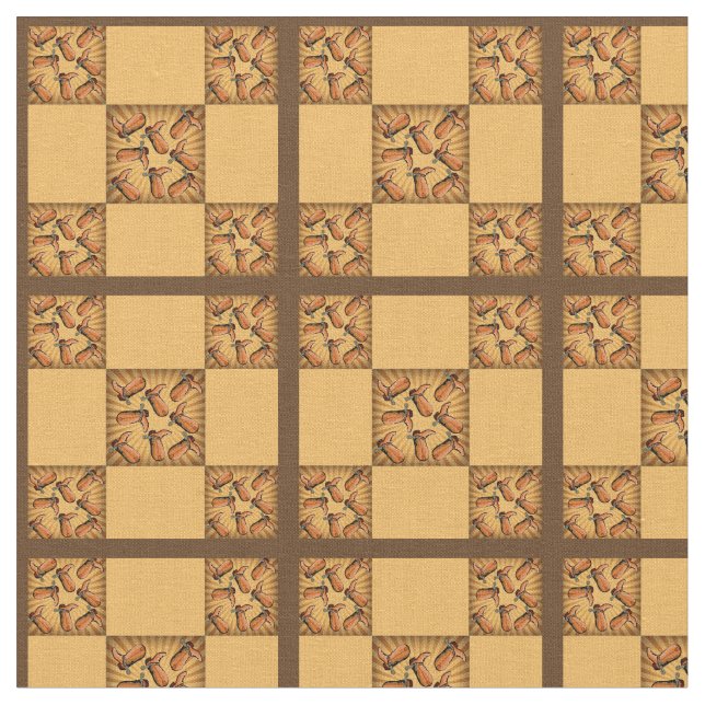 Western Rodeo Cowboy Boots Block Pattern Fabric (Close Up)