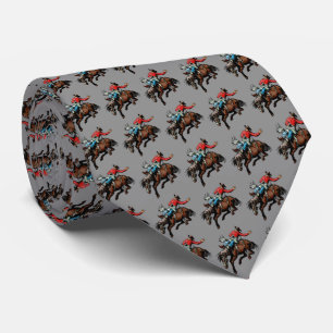 Western Rodeo Cowboy Bronc Rider Mens Necktie