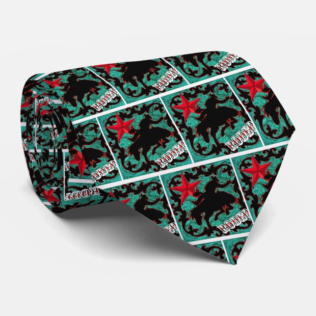 Western  Rodeo Cowboy Bronc Rider Necktie (Rolled)