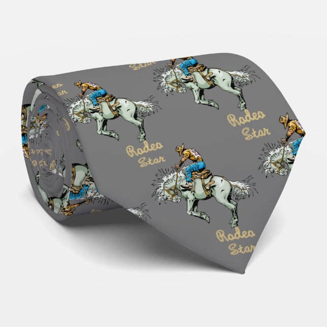 Western Rodeo Cowboy Bronc Rider Necktie (Rolled)