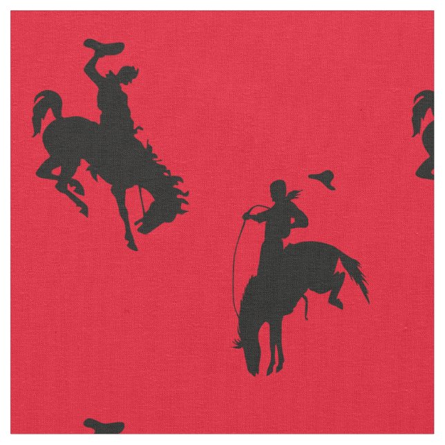 Western Rodeo Cowboy Bucking Horse Bronc Rider Fabric (Close Up)