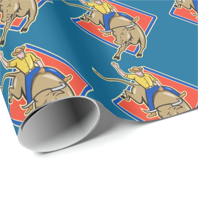 Western Rodeo Cowboy Bull Rider Wrapping Paper (Roll Corner)
