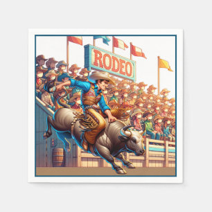 Western Rodeo Cowboy Bull Riding Napkin