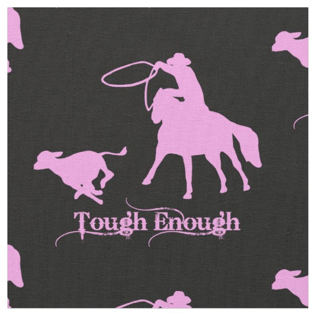 Western Rodeo Cowboy Calf Roping Fabric (Close Up)