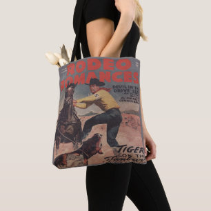 Western Rodeo Cowboy Calf Roping Rodeo Romance Tote Bag