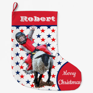 Western Rodeo Cowboy Cowgirl Mutton Busting Large Christmas Stocking