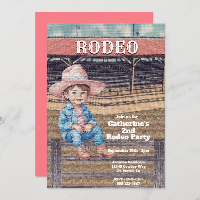 Western Rodeo Cowboy/Cowgirl Personalised Birthday Invitation (Front/Back)