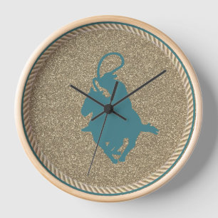 Western Rodeo Cowboy Cowgirl Roping Clock