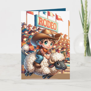 Western Rodeo Cowboy Mutton Busting Custom Card