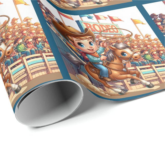 Western Rodeo Cowboy Roping Wrapping Paper (Roll Corner)