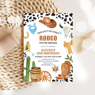 Western Rodeo Cowboy Second Rodeo 2nd Birthday Invitation