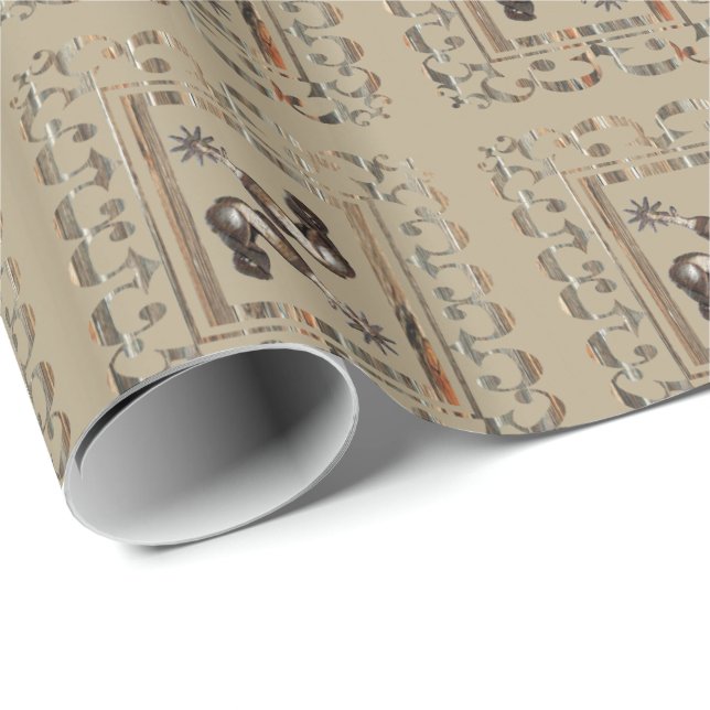 Western Rodeo Cowboy Spurs Gift Wrapping Paper (Roll Corner)