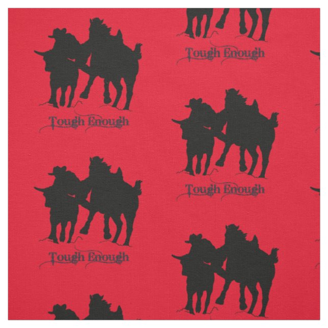 Western Rodeo Cowboy Steer Wrestling Fabric (Swatch)