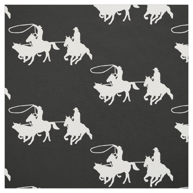 Western Rodeo Cowboy Team Roping Fabric (Swatch)