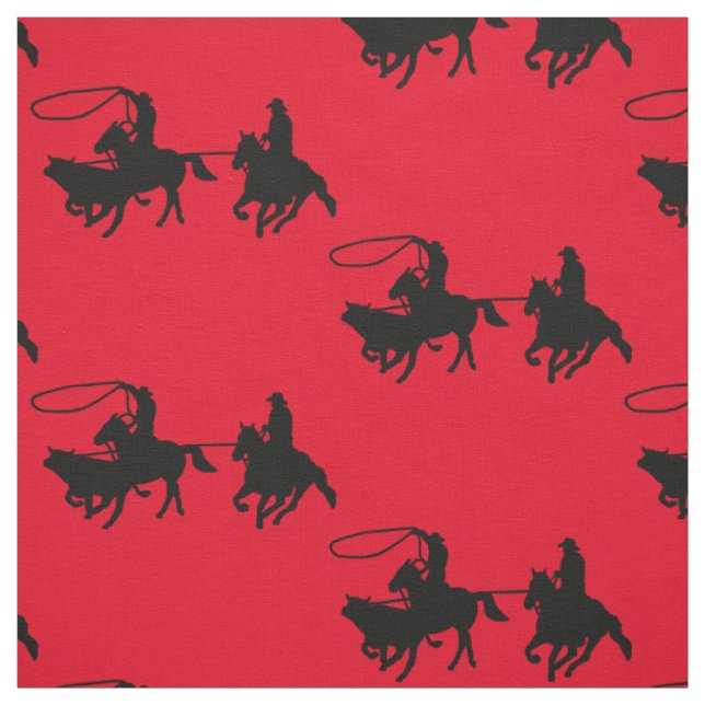 Western Rodeo Cowboy Team Roping Fabric (Swatch)