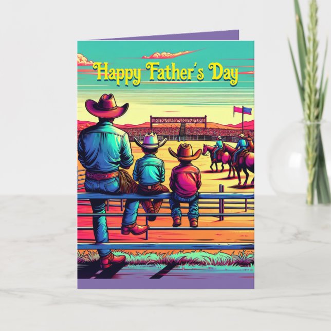 Western Rodeo Cowboys Personalised Father's Day Card (Front)