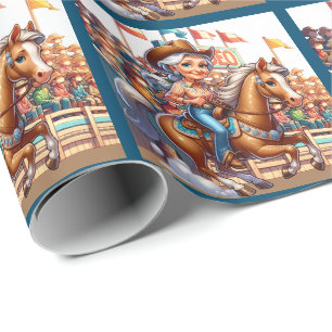 Western Rodeo  Cowgirl Barrel Racing Wrapping Paper