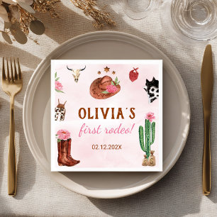 Western Rodeo Cowgirl Birthday Napkin