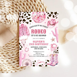 Western Rodeo Cowgirl Second Rodeo 2nd Birthday Invitation