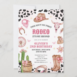 Western Rodeo Cowgirl Second Rodeo 2nd Birthday Invitation