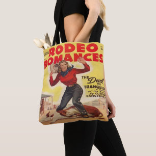 Western Rodeo Cowgirl Tying Calf Rodeo Romance Tote Bag
