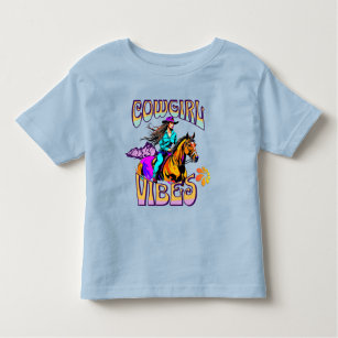 Western Rodeo Cowgirl Vibes and Horse Kids  Toddler T-Shirt