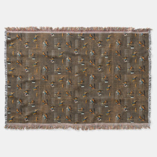 Western Rodeo Design Brown Throw Blanket