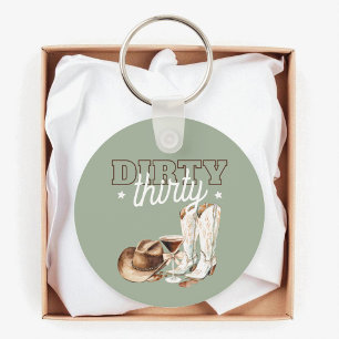 Western Rodeo Dirty Thirty 30th Birthday Party Key Ring