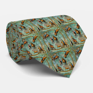 Western Rodeo Event Scene Cowboy Cowgirls Horses Tie