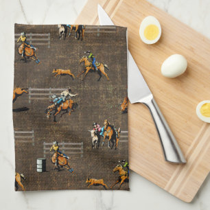 Western Rodeo Events Tea Towel