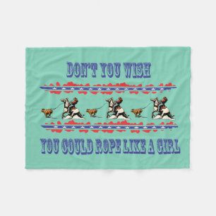 Western Rodeo Fleece Blanket Rodeo Cowgirl