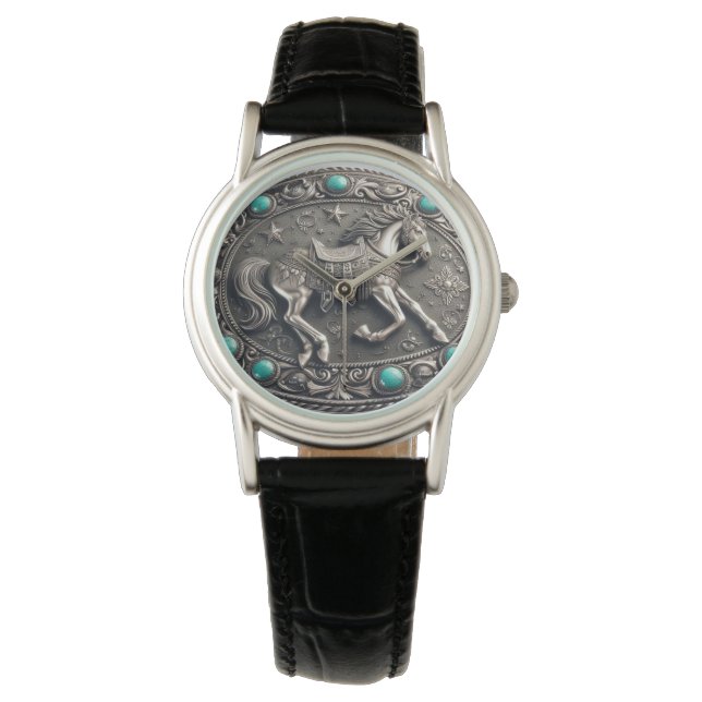 Western Rodeo Horse with Turquoise eWatch Watch (Front)