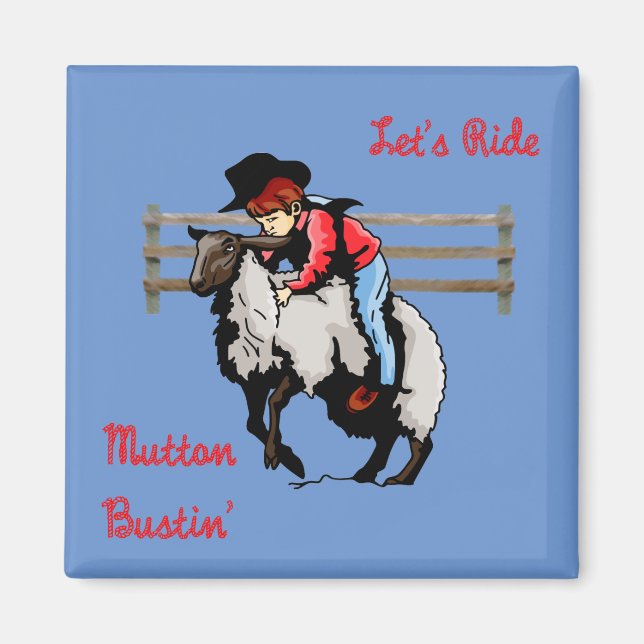 Western Rodeo Mutton Bustin' Magnet (Front)