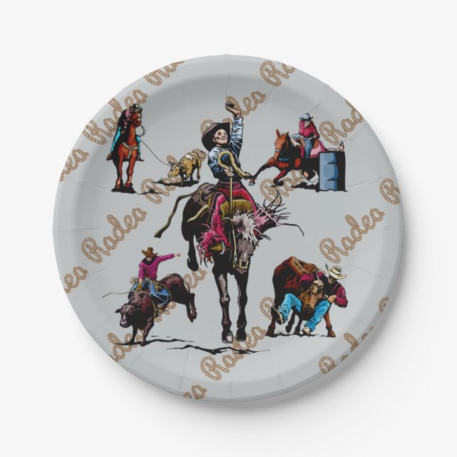 Western Rodeo Party Paper Plates (Front)