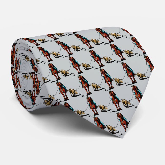 Western Rodeo Team Roping Mens Necktie (Rolled)