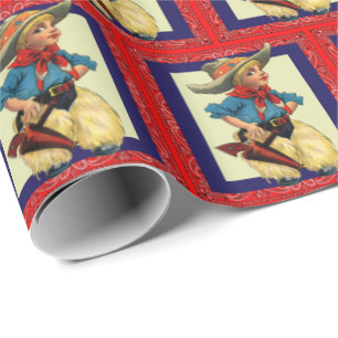 Western Rodeo Vintage Cowboy Kid Gift Wrapping Paper