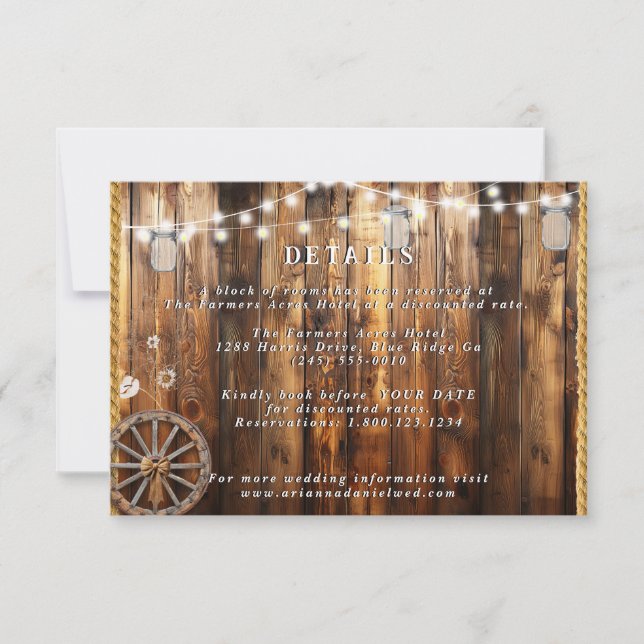 Western Rope Wagon Wheel Mason Jar Lights Details  (Front)