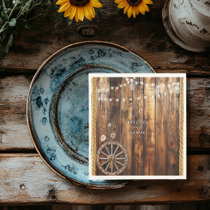 Western Rope Wagon Wheel Mason Jar Lights Napkin