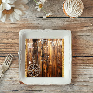 Western Rope Wagon Wheel Mason Jar Lights Napkin