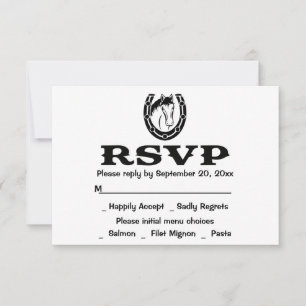 Western RSVP Black Wedding Horse Country Rustic Invitation