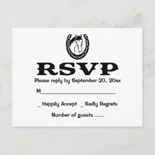 Western RSVP Black White Horse Country Wedding Invitation Postcard