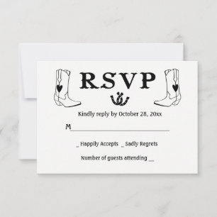 Western RSVP Country Wedding Cowboy Boots Rustic Card