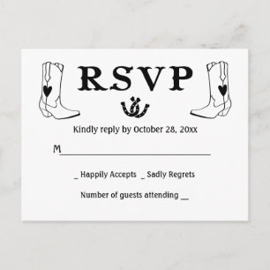 Western RSVP Country Wedding Cowboy Boots Rustic Invitation Postcard