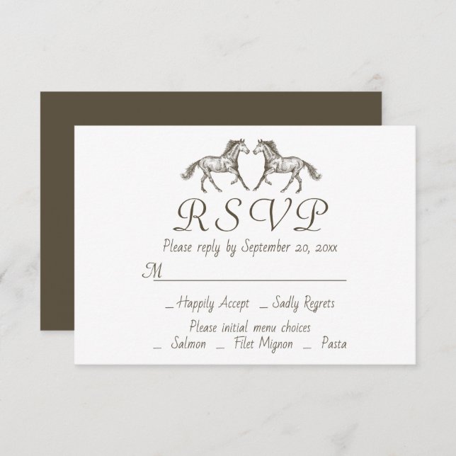 Western RSVP Wedding Horse Country Horses Rustic Invitation (Front/Back)