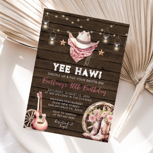 Western Rustic 21st,30th,40th,Cowgirl Birthday  Invitation
