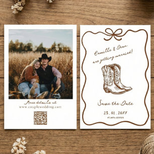 Western Rustic boho photo QR Code Save the Date  I Invitation